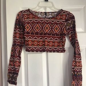 Colorful long sleeve Crop top